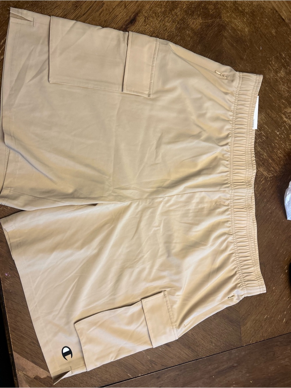 Champion Khaki Elastic Waist Cargo Shorts